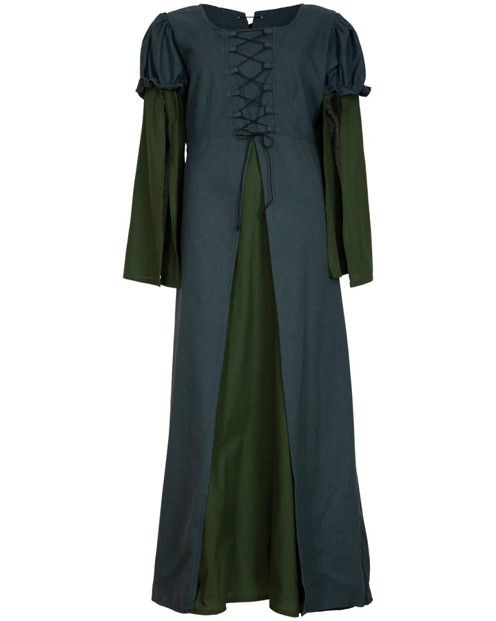 Vestido medieval en algodón modelo Loreley, color verde