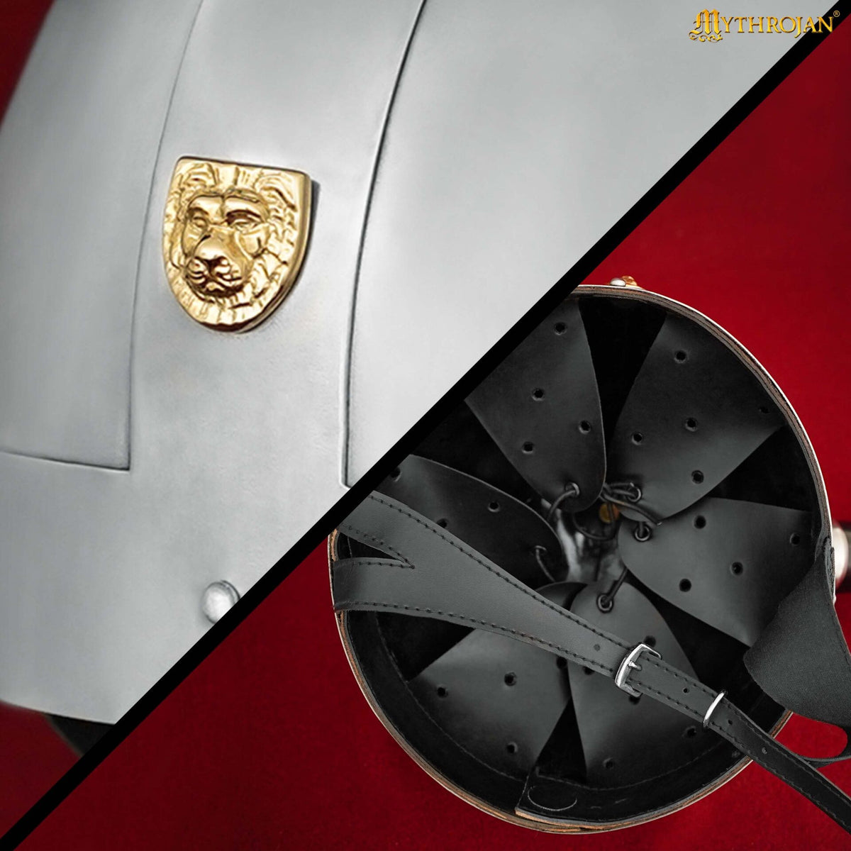 Casco vikingo con cuernos y chapa león