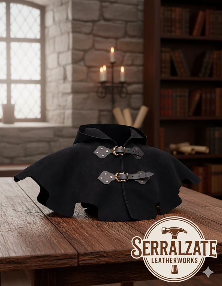 Gugel y cubre-hombros medieval Godfrey en negro