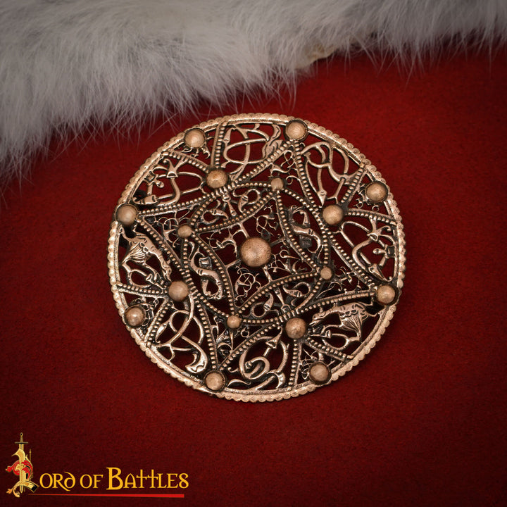 Broche vikingo en bronce envejecido filigrana estilo nòrdico