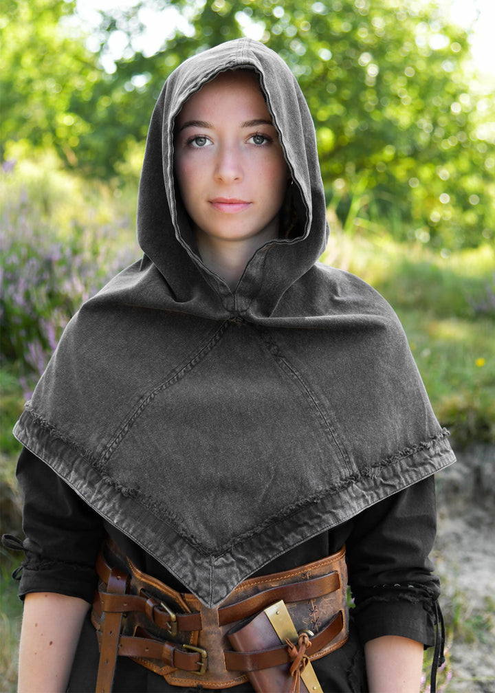 Gugel medieval en algodón modelo Stig, color negro