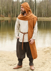 Bufanda medieval con capucha en algodón, color beige