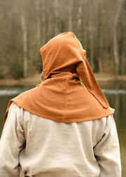 Bufanda medieval con capucha en algodón, color beige