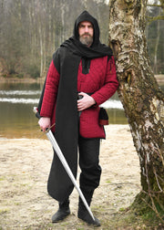 Bufanda medieval con capucha en algodón, color negro
