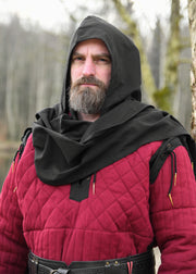 Bufanda medieval con capucha en algodón, color negro