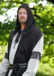 Bufanda medieval con capucha en algodón, color negro