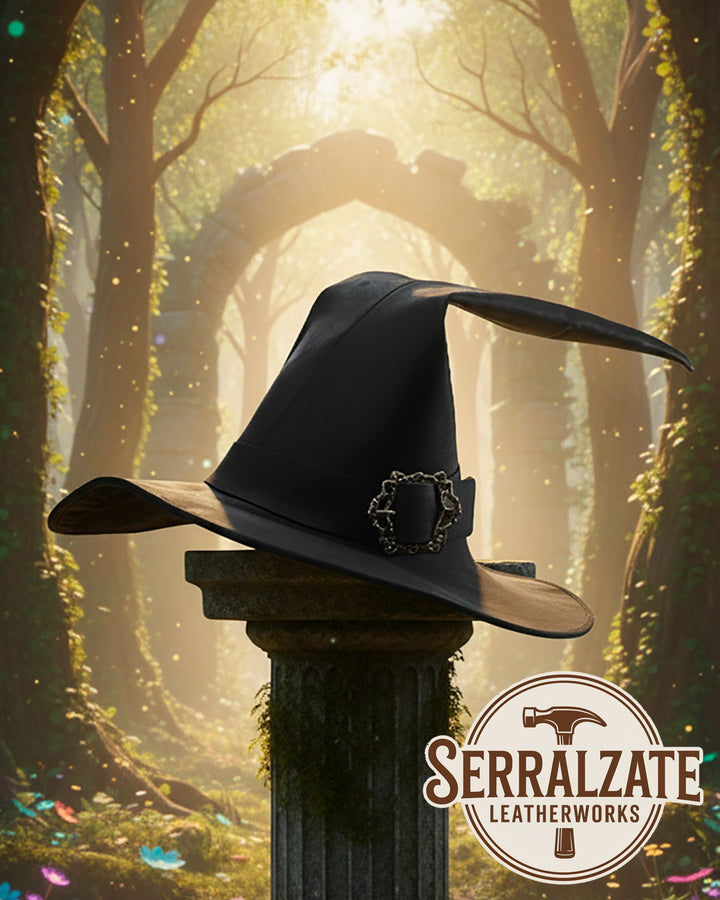 Sombrero en cuero del Mago del Reino, color negro