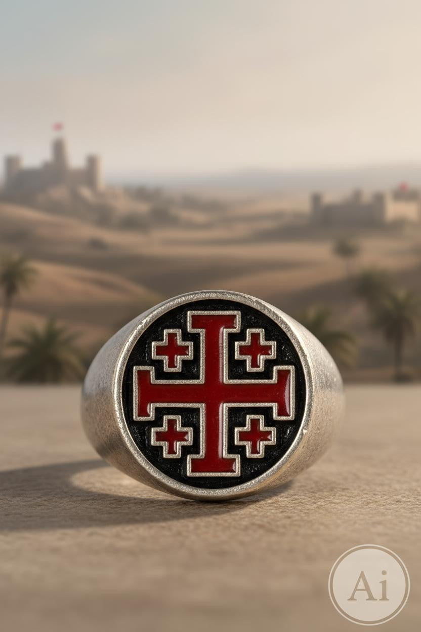 Anillo negro cruces templarias