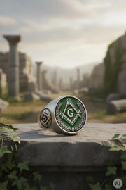 Anillo masónico esmaltado verde