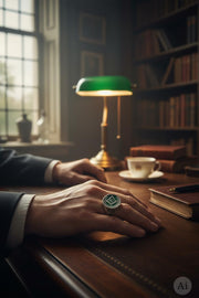 Anillo masónico esmaltado verde