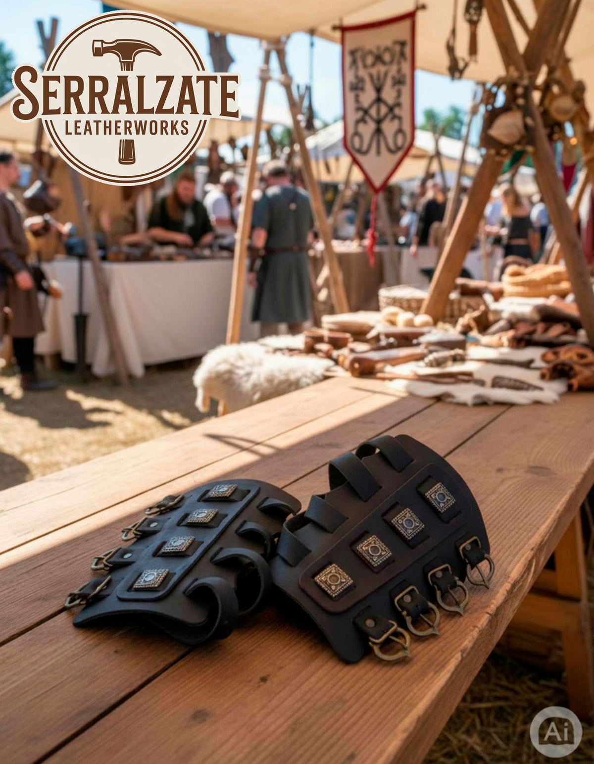 Brazaletes vikingos Aslaug en negro