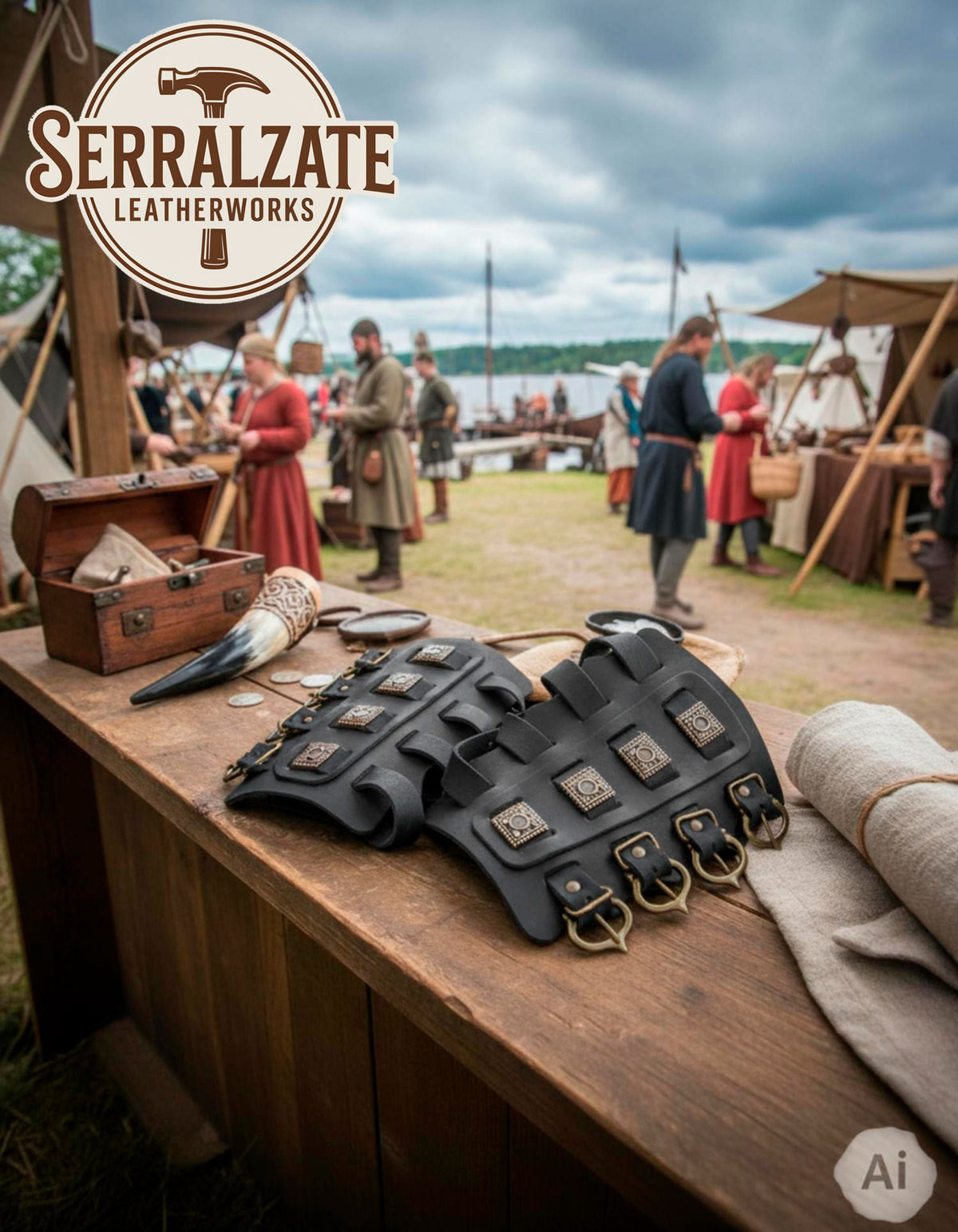 Brazaletes vikingos Aslaug en negro