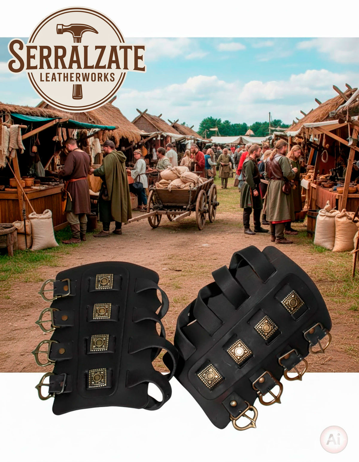 Brazaletes vikingos Aslaug en negro