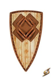 Escudo medieval bicolor para LARP modelo Heater, blanco-rojo