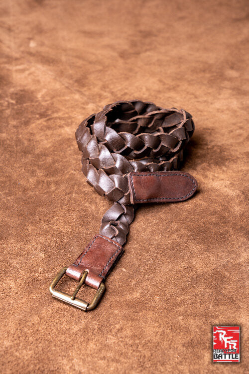 Cinturón medieval trenzado en cuero modelo Squire, color marrón