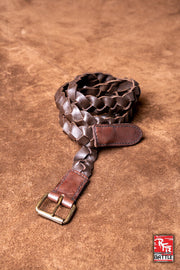Cinturón medieval trenzado en cuero modelo Squire, color marrón