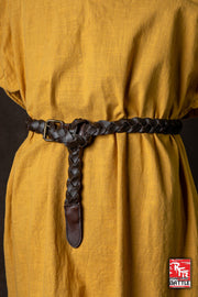 Cinturón medieval trenzado en cuero modelo Squire, color marrón