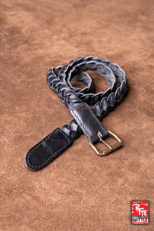Cinturón medieval trenzado en cuero modelo Squire, color negro