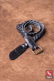 Cinturón medieval trenzado en cuero modelo Squire, color negro
