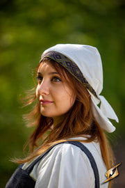 Pañuelo medieval de tela modelo Estrid, color blanco