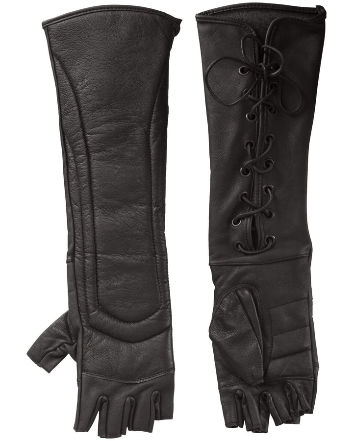 Guantes medievales sin dedos en piel modelo Gillian, color negro