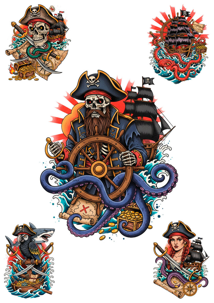 Tatuaje temporal Temática Pirata a color
