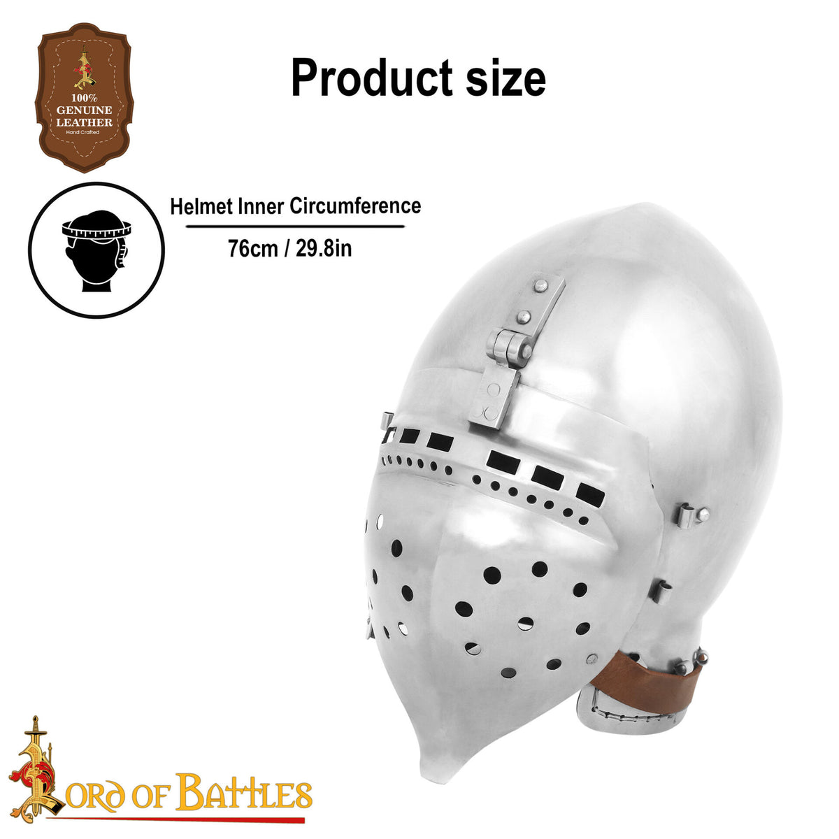Bacinete medieval siglos XIV-XV con visera, calibre 14