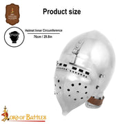 Bacinete medieval siglos XIV-XV con visera, calibre 14