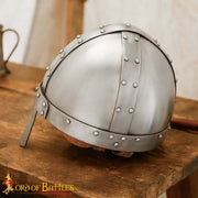 Casco vikingo con nasal Spanghelm, con forro cuero (calibre 14)