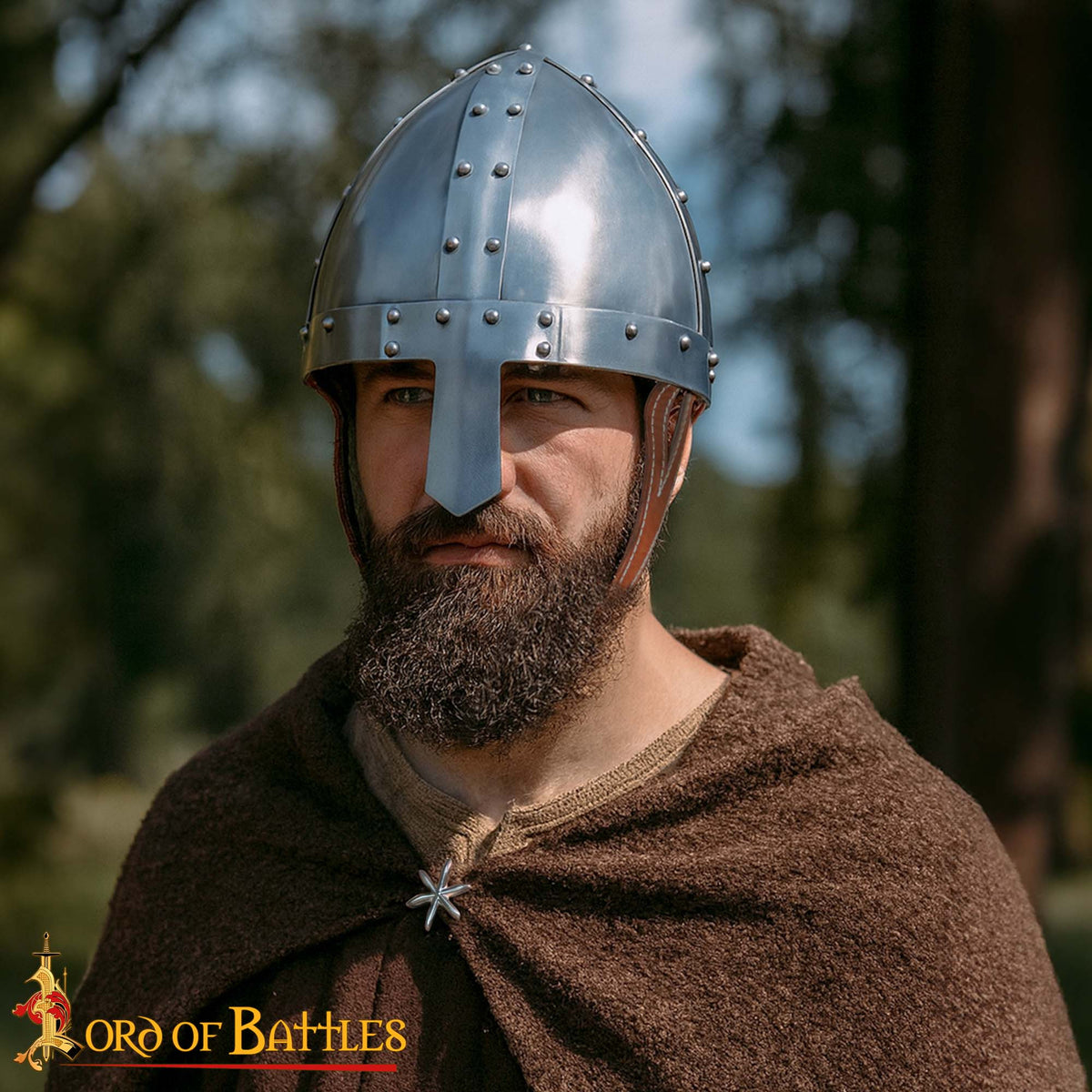 Casco vikingo con nasal Spanghelm, con forro cuero (calibre 14)