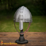 Casco vikingo con nasal Spanghelm, con forro cuero (calibre 14)