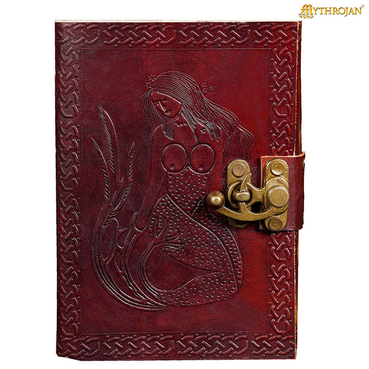 Diario medieval tapa de cuero marrón diseño Sirena