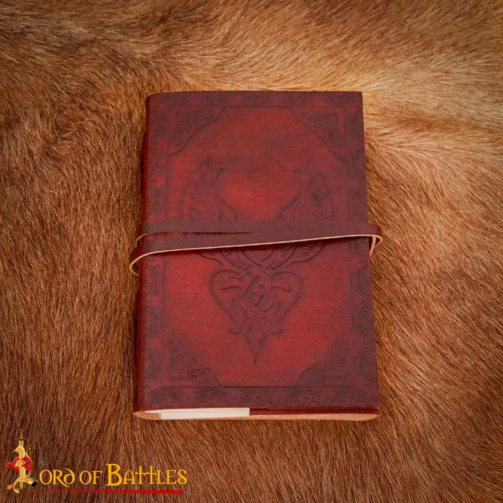 Diario medieval tapa en cuero diseño Corazón alado celta