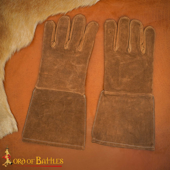 Guantes medievales en piel de ante, color marrón