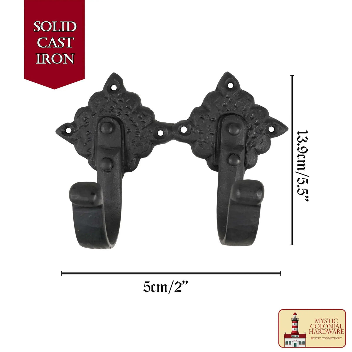 Soporte doble rústico para colgar en pared (13,9 x 5 cm.)