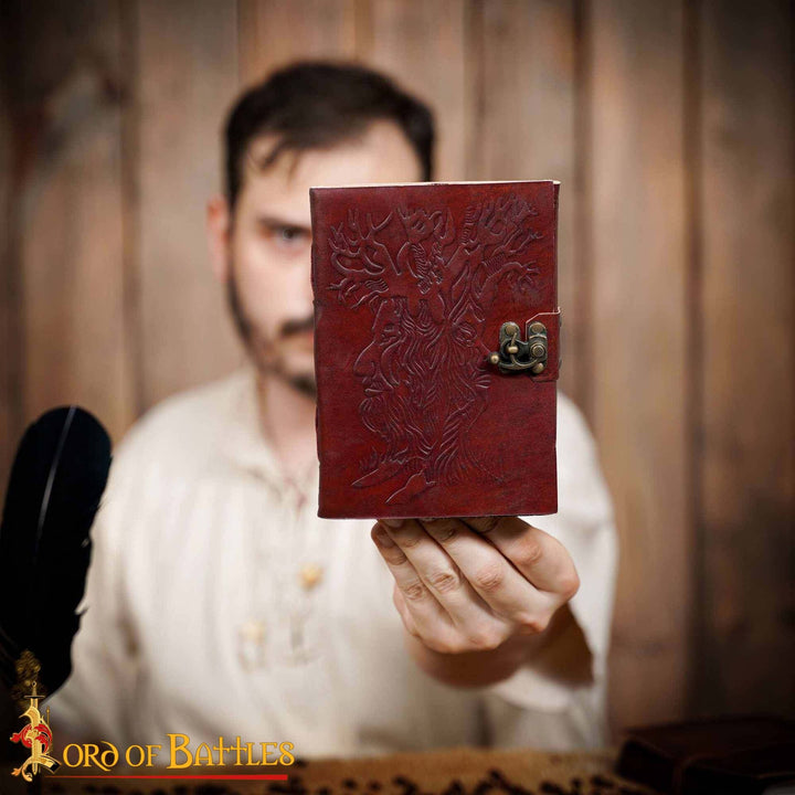 Diario medieval tapa cuero diseño Árbol de la Sabiduría