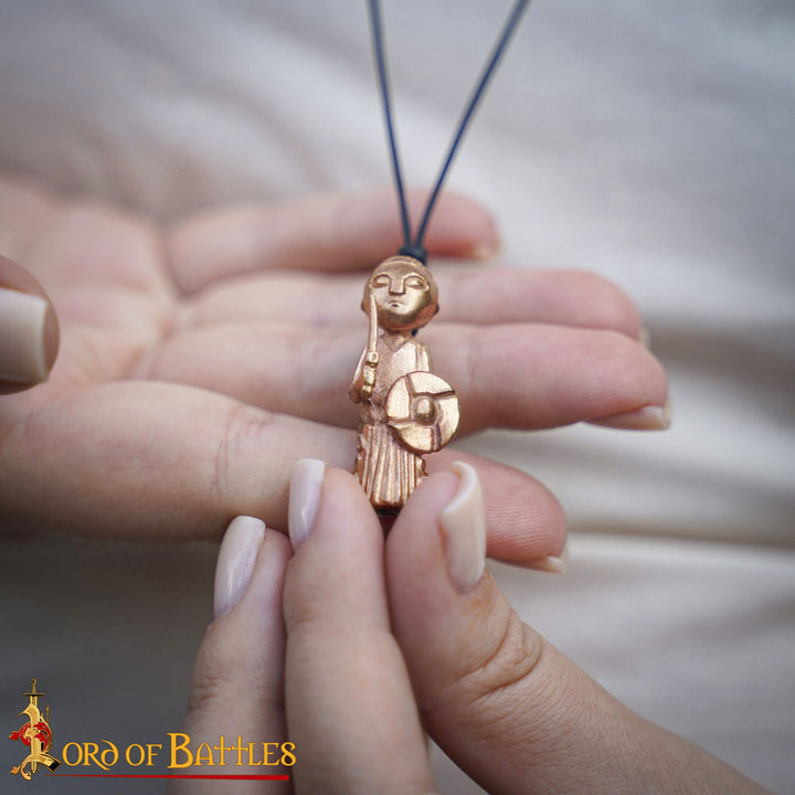 Colgante vikingo medieval dama Valkiria en bronce