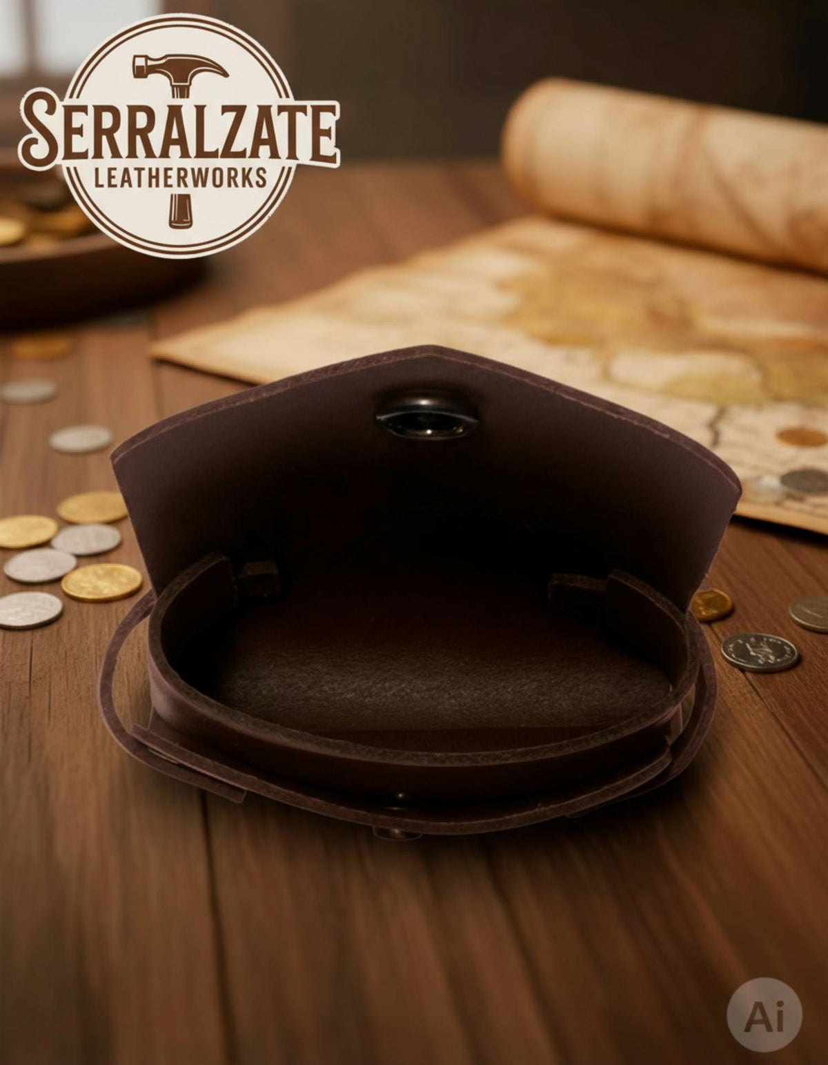 Bolsa limosnera-tarjetera para recreacionistas en marrón