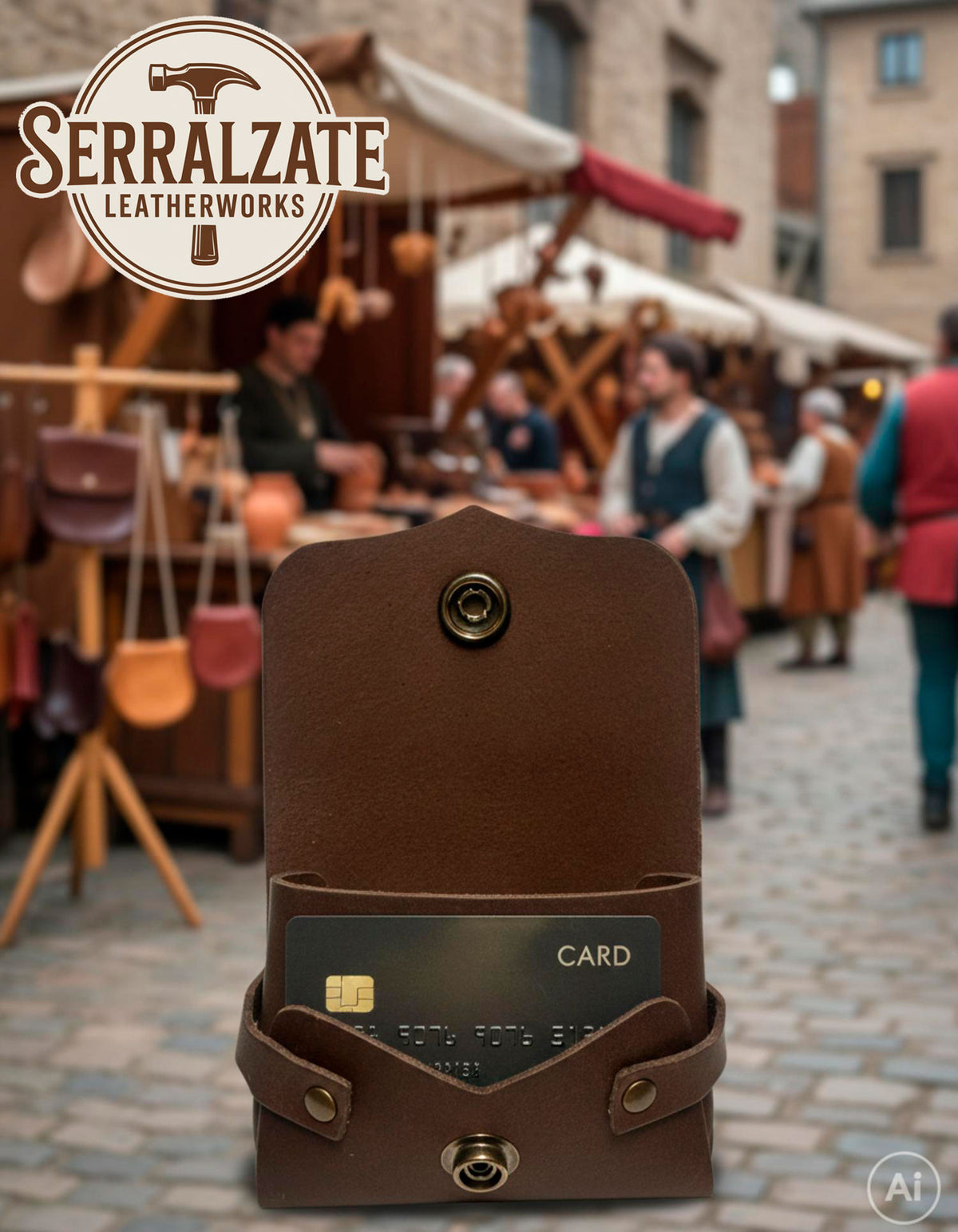 Bolsa limosnera-tarjetera para recreacionistas en marrón