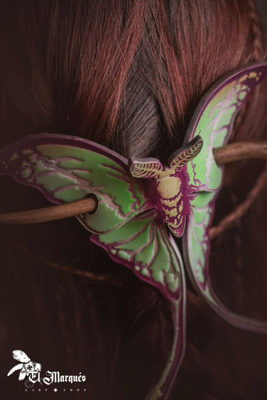 Pasador de pelo de polilla fantasía lunar verde