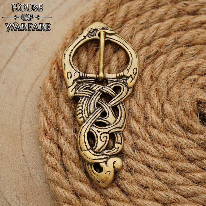 Hebilla nudo serpiente para cinturón vikingo (4x9 cm.)