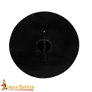 Escudo vikingo de combate en madera maciza, negro-rojo