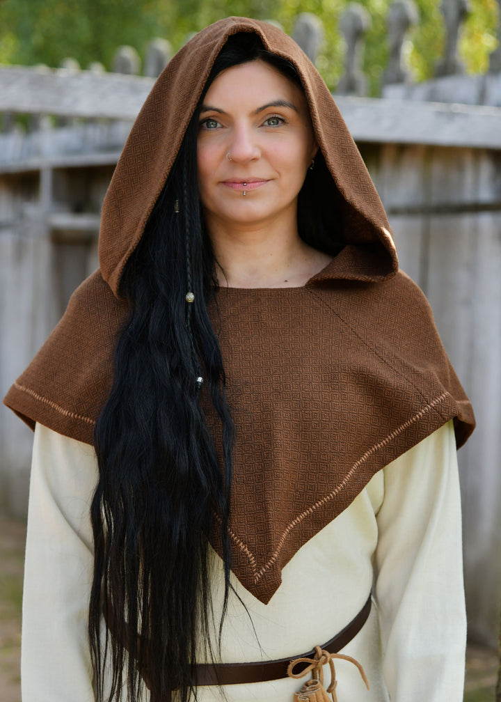 Capucha Medieval Lana Marrón Recreación Histórica