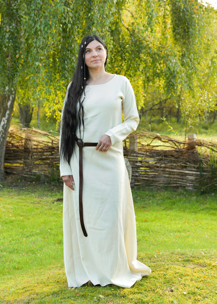 Vestido vikingo básico Celeste, lana, color natural
