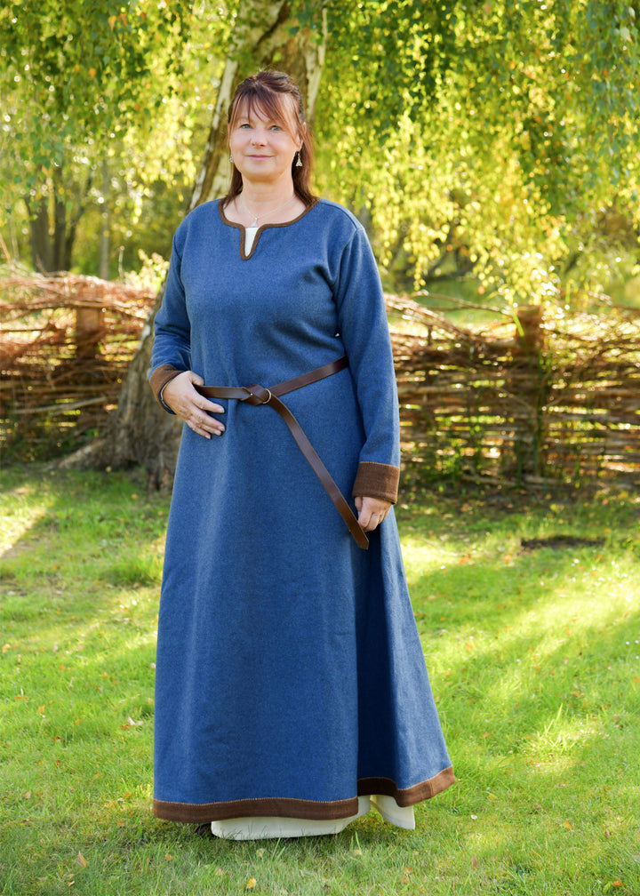 Vestido Vikingo Lykka Lana Azul Marrón Histórico