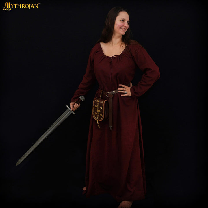 Vestido medieval largo modelo Maiden, marrón