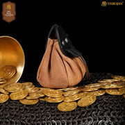 Bolsa limosnera piel de ante con cordón, color beige
