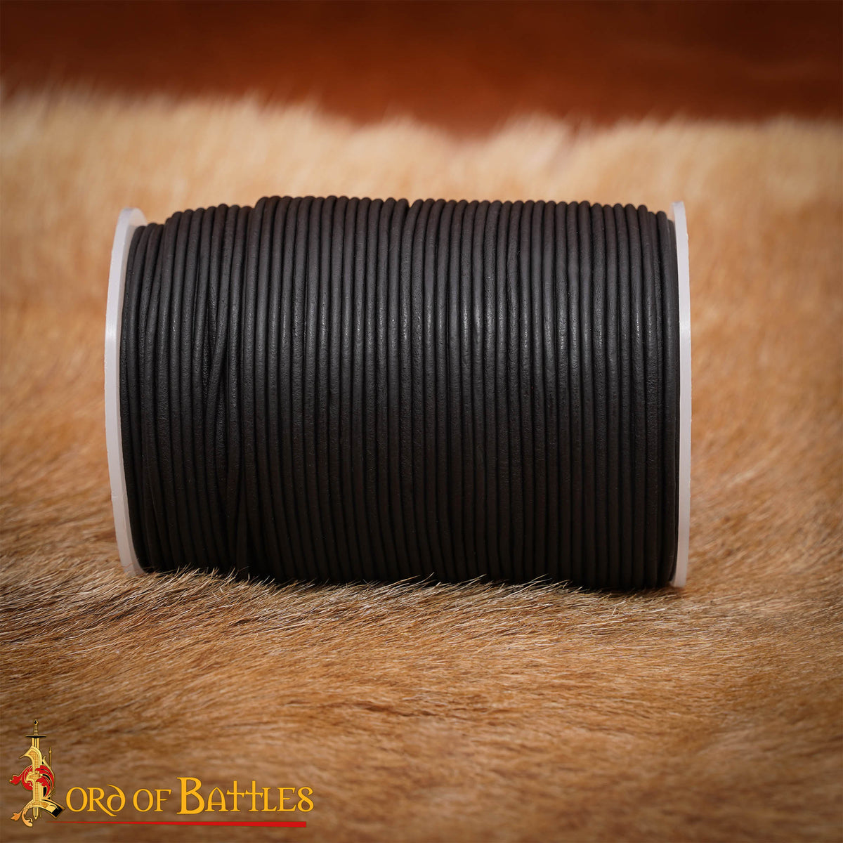 Bobina de cordón en cuero genuino negro, 100 metros