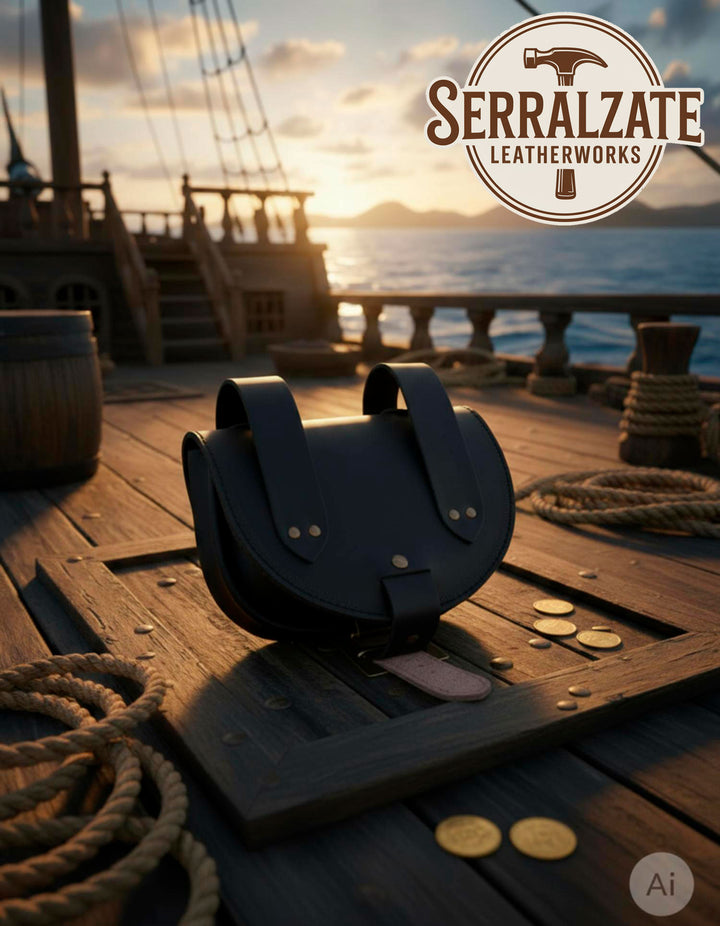 Bolso pirata con calavera para cinturón, negro