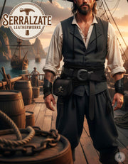 Bolso pirata con calavera para cinturón, negro